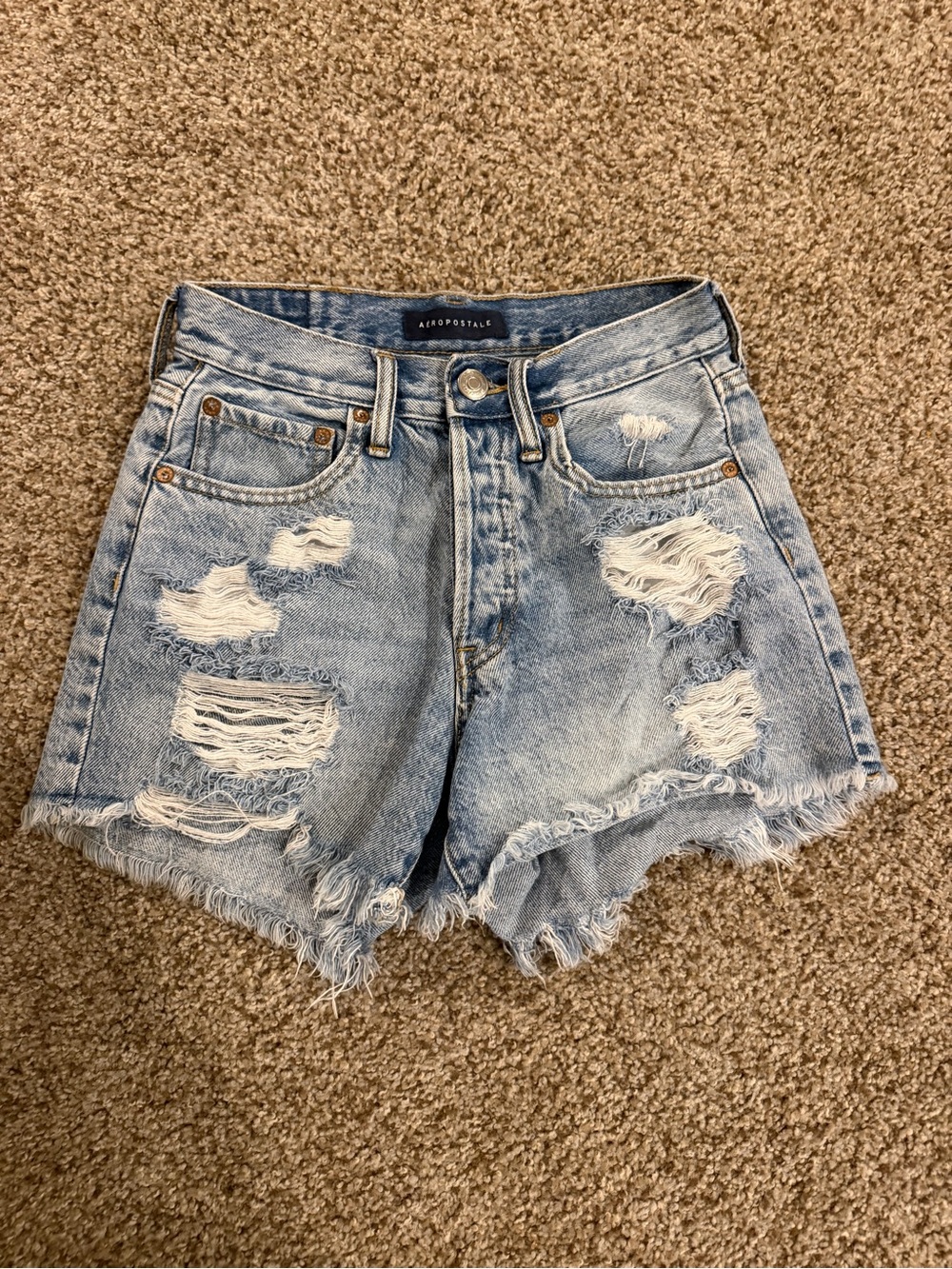 Aeropostale Light Wash Distressed Denim Cutoff Shorts